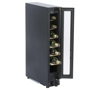 SIA WC15BL 150mm / 15cm Black Under Counter LED 7 Bottle Wine Cooler Chiller