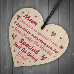 Red Ocean Novelty Mum Gift Wooden Heart Sign Gift For Mothers Day Birthday Gift For Her