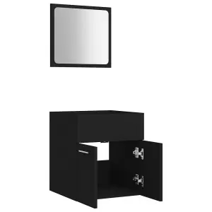 Berkfield 2 Piece Bathroom Furniture Set Black Engineered Wood