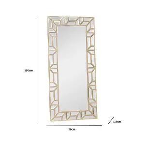 Melody Maison Large Gold Geometric Framed Mirror 70cm x 150cm