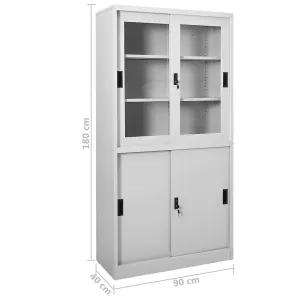 Berkfield Office Cabinet with Sliding Door Light Grey 90x40x180 cm Steel