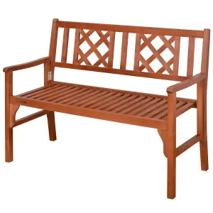 Outsunny Foldable Garden Bench, 2-Seater Patio Wooden Brown