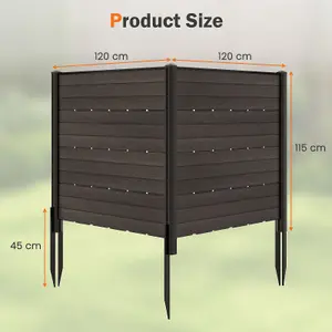 Costway Outdoor 2 HDPE Fence Panels 120 x 115 cm Privacy Fence Screen w/ 5 Ground Stakes