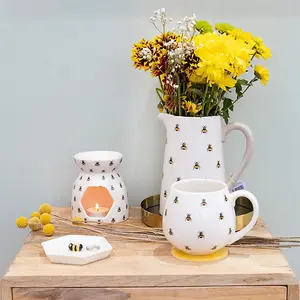 Ceramic Bee Design Flower Jug Vase (H18cm)