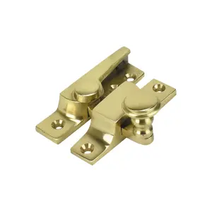 Sash Heritage Straight Arm Fastener Raised Round Knob (Narrow) - Polished Brass