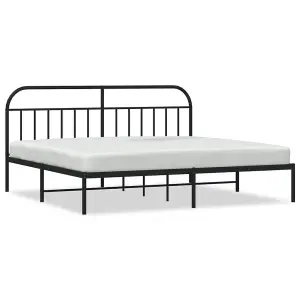 Berkfield Metal Bed Frame with Headboard Black 200x200 cm