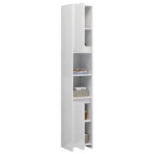 Berkfield Bathroom Cabinet High Gloss White 30x30x183.5 cm Engineered Wood