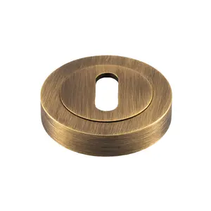 50mm Lock Profile Round Escutcheon Concealed Fix Antique Brass Keyhole Cover