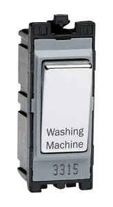 Varilight Engraved 20A 1-Way Double Pole Switch 'Washing Machine' PowerGrid Chrome G201DC.WM