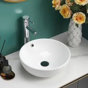 BELOFAY 125x365x365mm Round Ceramic Cloakroom Basin Hand Washing Sink, Modern Design Countertop Basin (Only Basin Included)