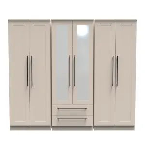 Howard Tall 6 Door 2 Drawer 2 Mirror Wardrobe in Kashmir Matt (Ready Assembled)