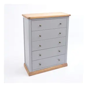 Bicarri 5 Drawer Chest of Drawers Brass Knob