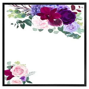 Pink & purple roses (Picutre Frame) / 24x24" / Grey