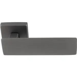 Premium Large Flat Door Handle Set - Anthracite Grey Designer Lever Square Rose