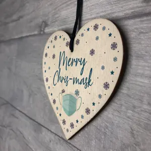 Funny Christmas Tree Decoration Wood Heart Lockdown Quarantine Gift Keepsake