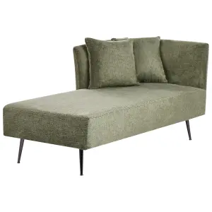 Right Hand Fabric Chaise Lounge Green RIOM