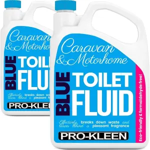 Pro-Kleen Blue Toilet Chemical Fluid Solution Cleaner 4L for Caravan and Motorhomes - Eco-Friendly, Formaldehyde Free