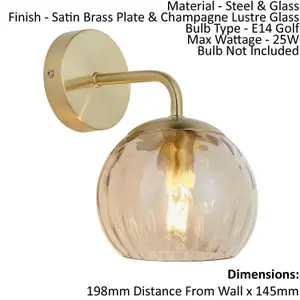 Wall Light - Satin Brass Plate & Champagne Lustre Glass - 25W E14 - Dimmable