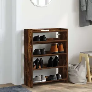 Berkfield Shoe Rack Smoked Oak 80x25x61.5 cm Engineered Wood