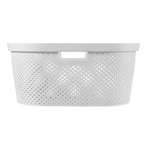 Curver Infinity White Dot Plastic Laundry basket, 40L