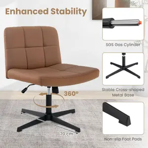 Costway Modern Criss Cross Chair PU Leather Upholstered Armless Cross Desk Chair