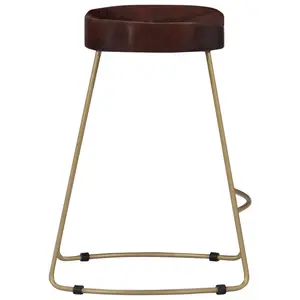 Fulbright Counter Stool with Metal Frame (Set of 2) Walnut / Gold / 62cm