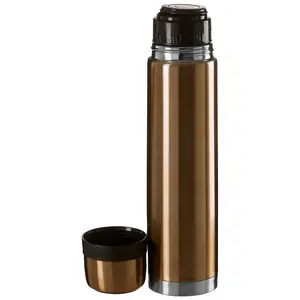 Interiors by Premier Stainless Steel Stripe 900ml Gold Finish Vacuum Flask, Leak-Proof Thermos Travel Flask