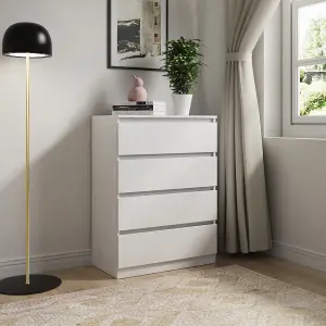 SunDaze Chest of Drawers Storage Bedroom Furniture Cabinet 4 Drawer White 70x40x95.5cm