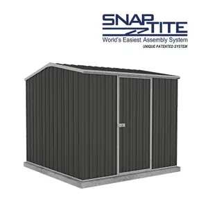 Absco 7.5ft x 7.5ft Reverse Apex Dark Grey Metal Garden Storage Shed