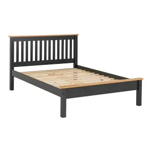 Monaco 5ft Kingsize Bed Frame Low Foot End in Gey and Oak Effect