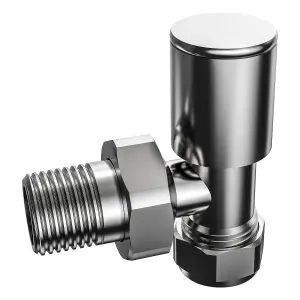 VURTU16 Angled Round Manual Radiator Valve (Pair), 130(H) x  85(W), Chrome, 613697