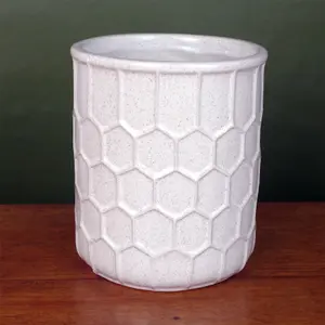 White Honeycomb Ceramic Planter Plant Pot Botanik