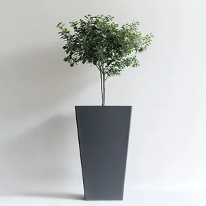 90cm Zinc Matte Grey Tall Flared Tapered Square Planter