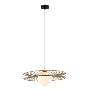 Luminosa Modern Hanging Pendant Golden 1 Light  with Gold, White Shade, E27