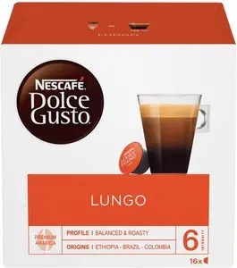 NESCAFÉ Dolce Gusto Lungo Coffee Pods, 16 Capsules (Pack Of 3, Total 48 Capsules, 48 Servings)