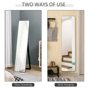 HOMCOM Full Length Mirror Free Standing or Wall Mount Dressing Bedroom Black