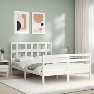 Berkfield Bed Frame with Headboard White 140x200 cm Solid Wood