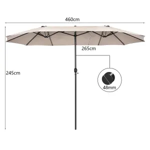 Costway  460 x 265cm Outdoor Double-Sided Parasol Patio Umbrella Market Twin Umbrella