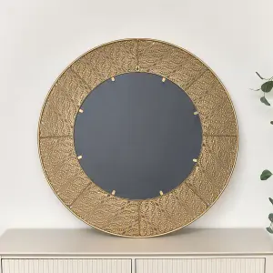 Melody Maison Round Antique Gold Effect Filigree Mirror 90cm x 90cm