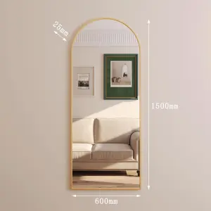 Jobu Home - Akiko, Full Length Leaner Gold Metal Arched Mirror - 150cm x 60cm