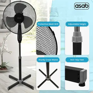 Pedestal Oscillating Tower Fan Black