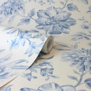 Fine Decor FD43610 Isabella Floral Wallpaper Roll, Blue