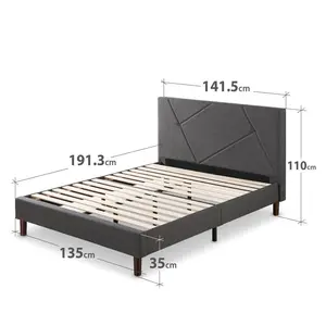 Colton Bluff Upholstered Bed Frame with Headboard Grey / Double (4'6)