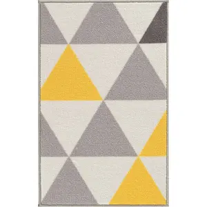 Yeprad Door Mat Grey/Yellow / Rectangle 57 x 90cm