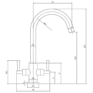 Astini Monmouth Chrome Twin Lever Kitchen Tap