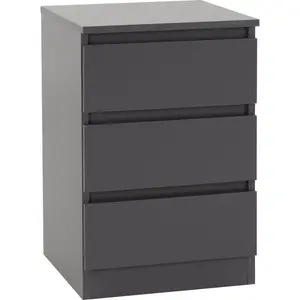 Braunstein 3 Drawer Bedside Table Grey