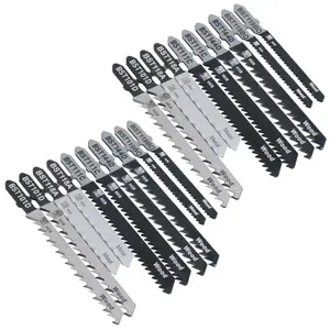 20pc T Shank Fitting Jigsaw Cutting Blades Set For Plastic Wood Metal HCS Blade