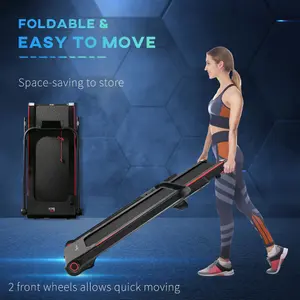 HOMCOM Electric Folding Treadmill w/ Wheels, Safety Button and LED Monitor