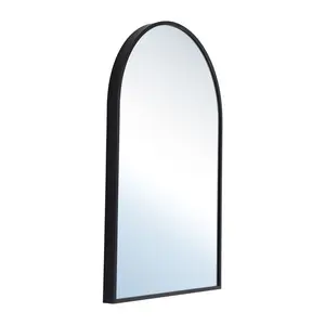 Krysha Metal Framed Wall Mounted Bathroom Mirror in Black 70cm H x 50cm W