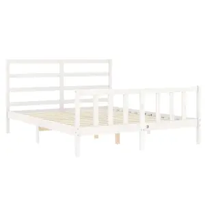 Berkfield Bed Frame with Headboard White 160x200 cm Solid Wood